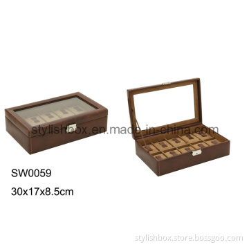 10PCS Clear Window Watch Box with Lock (SW0059)
